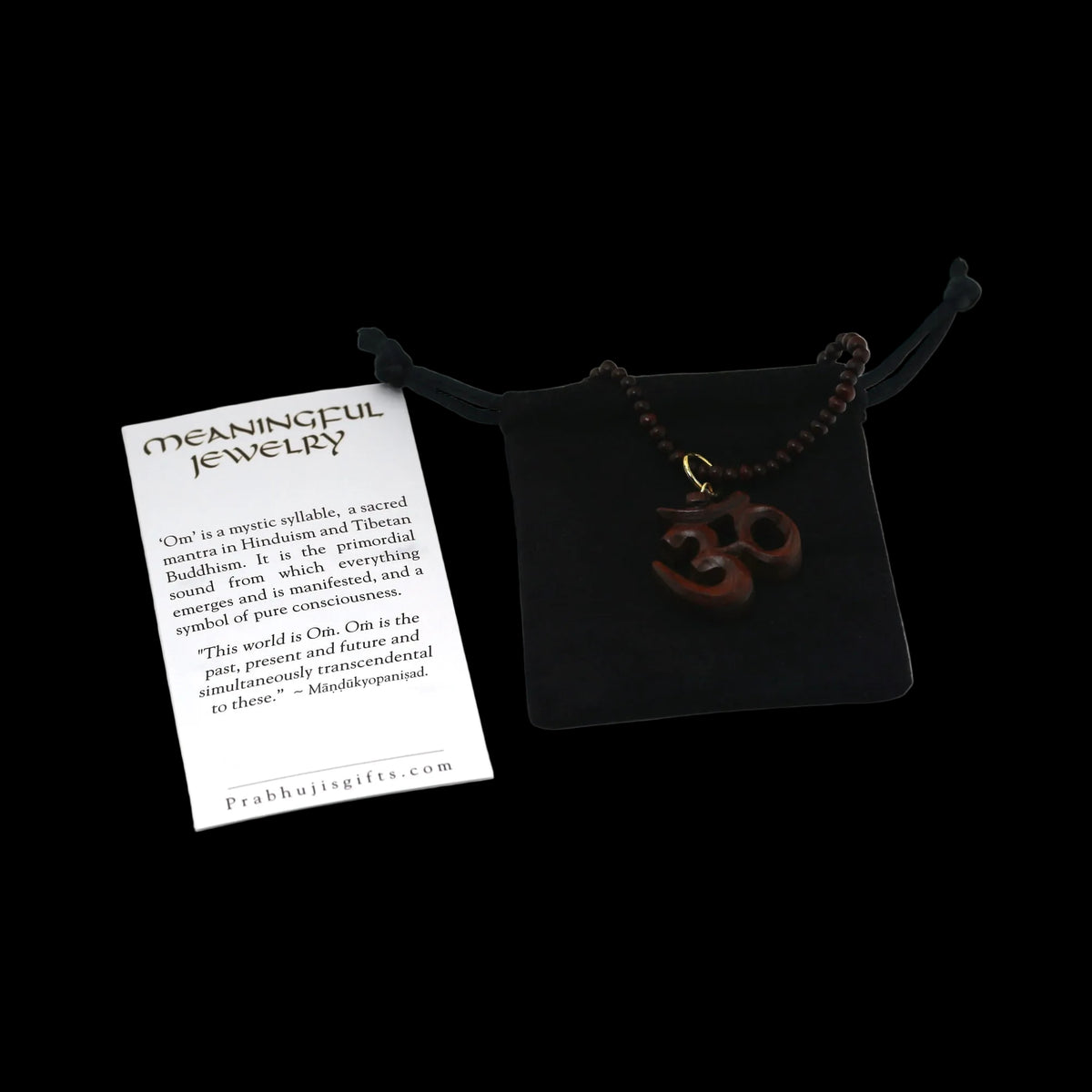 Prabhuji Meaningful Jewelry b Rosewood OM Necklace- Mystic Journey Path