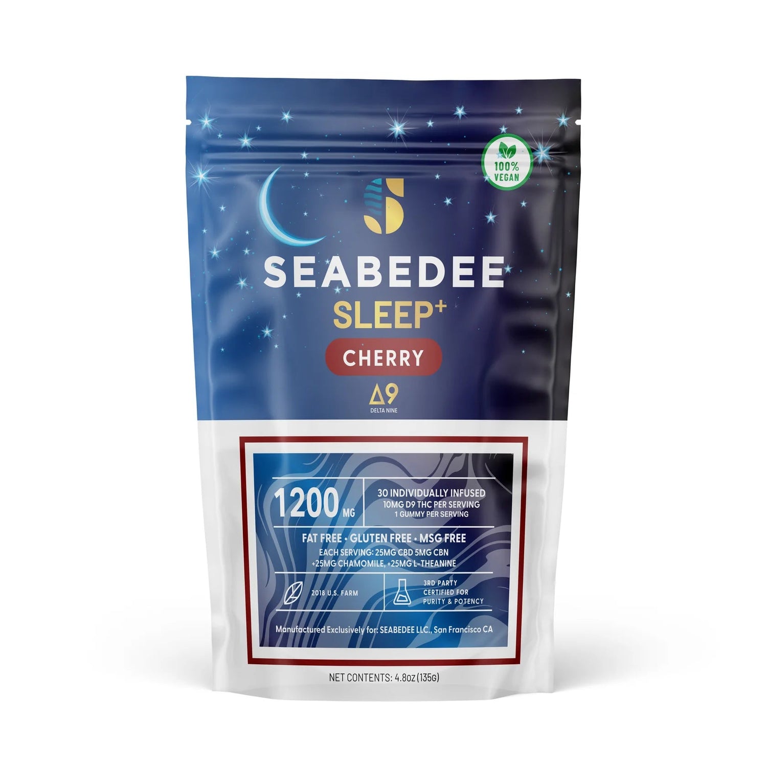 Sleep Aid Gummies 1200 mg Cannabinoids - Cherry - Tree Spirit Wellness