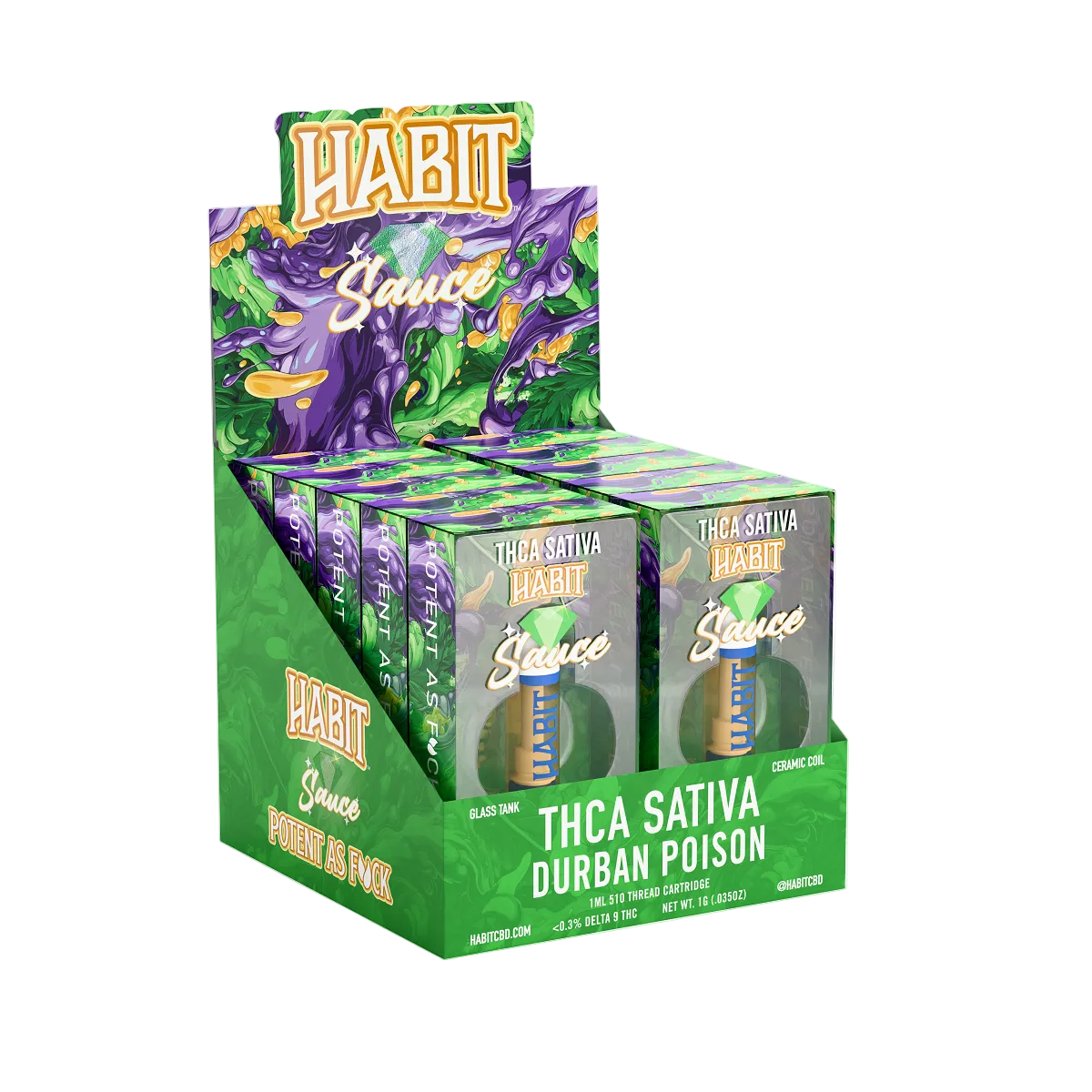 THCA Live Resin 510 Cartridge – Durban Poison 1g (Sativa) - 10 Pack - Mystic Journey Path