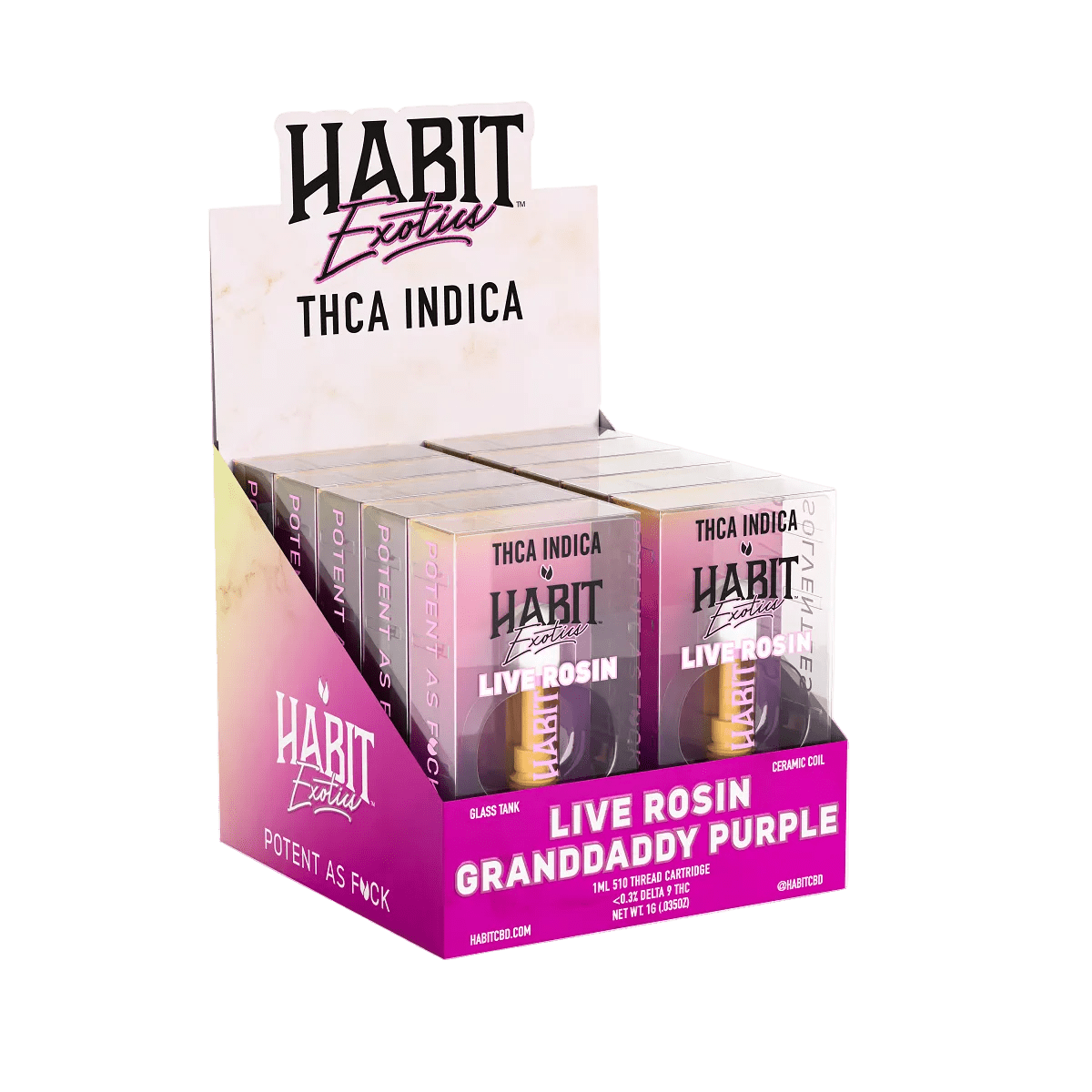 THCA Live Rosin 510 Cartridge - Granddaddy Purple 1g (Indica) - 10 Pack - Mystic Journey Path