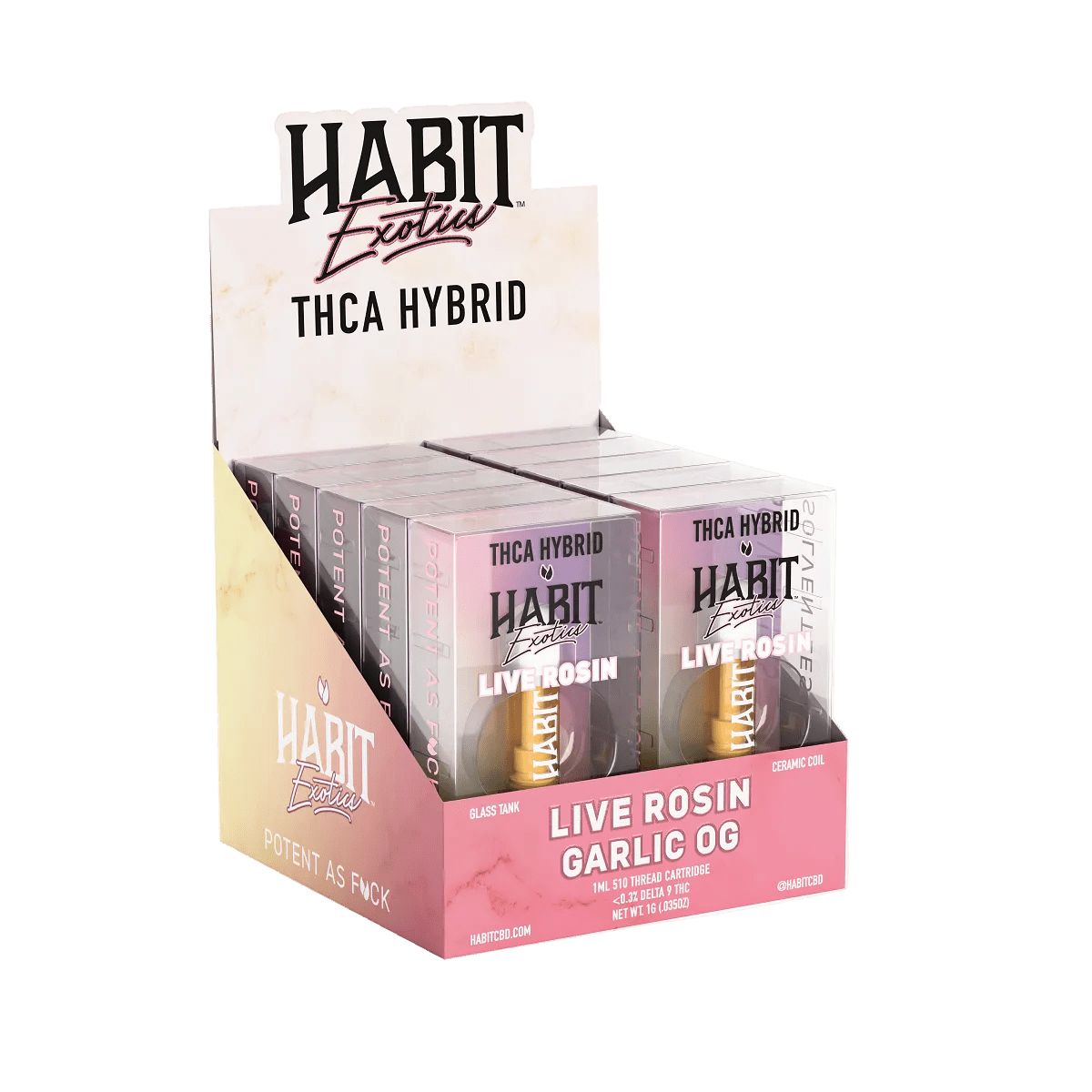 THCA Live Rosin 510 Cartridge - OG Garlic 1g (Hybrid) - 10 Pack - Mystic Journey Path