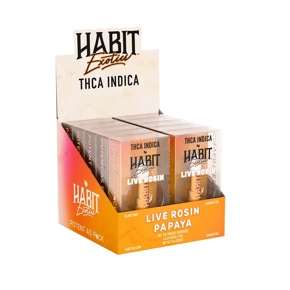 THCA Live Rosin 510 Cartridge - Papaya 1g (Indica) - 10 Pack - Mystic Journey Path