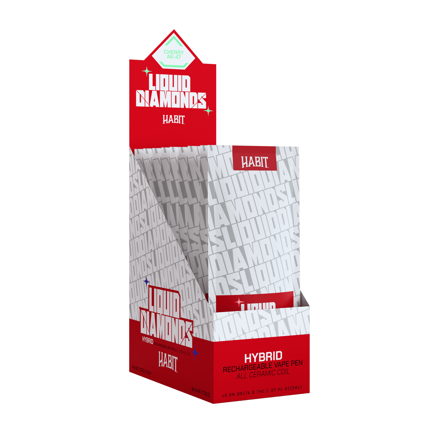 THCP Liquid Diamonds - Cherry AK - 47 2g Rechargeable Vape (Hybrid) - 10 Pack - Tree Spirit Wellness