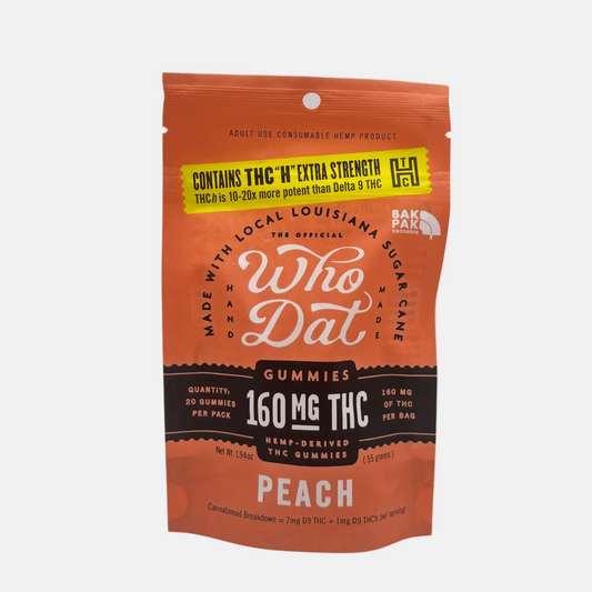 Who Dat 160mg THCH+D9 20ct Peach (box of 10) - Tree Spirit Wellness